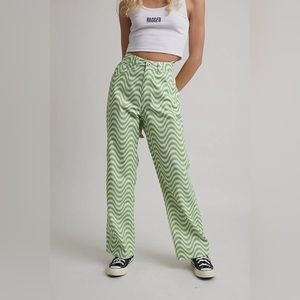 The Ragged Priest Wave Jean in White & Lime